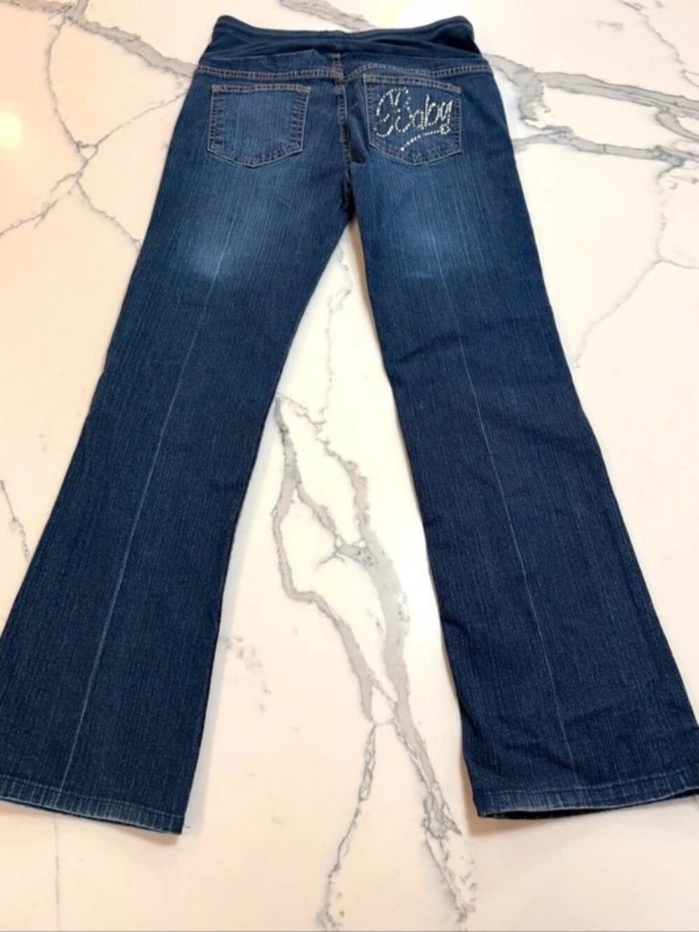 Motherhood Maternity Baby Rhinestone Jeans Dark Wash Womens S